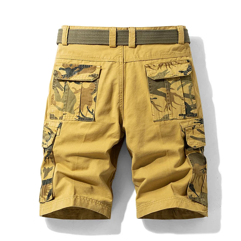 Cargo Shorts Men Spring Summer Breeches Cotton Bermuda Camouflage Denim Casual Multi-Pocket Pants Men's Cargo Short Orange