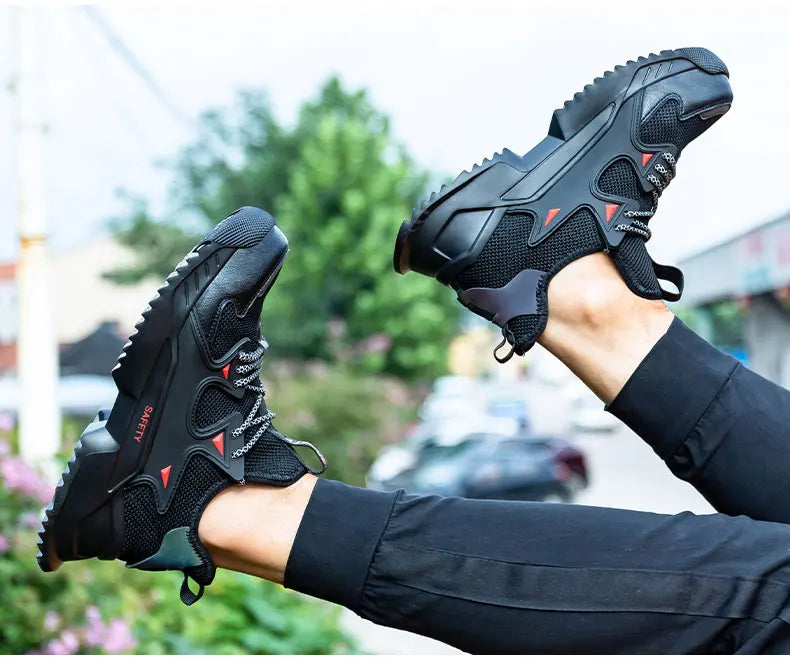 Men's Work Safety Shoes Steel Toe Construction Boots Sneakers Breathable Lightweight Indestructible Industry Shoes Male Footwear