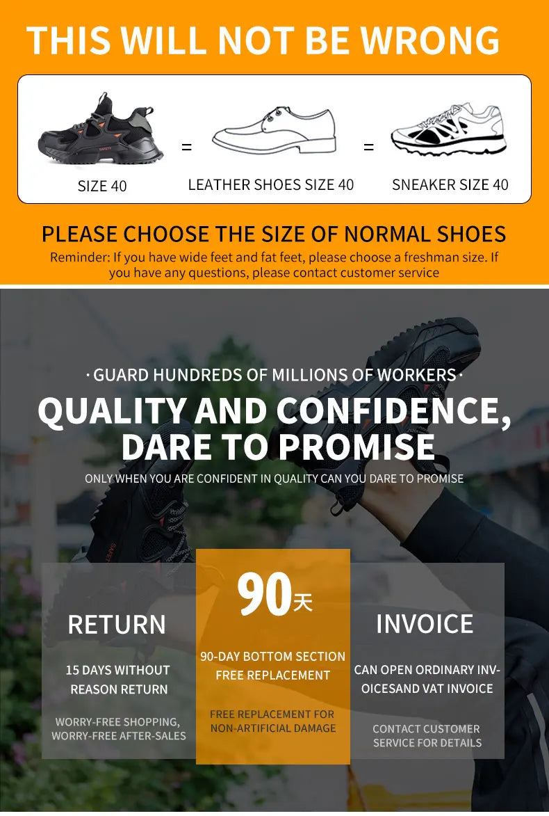 Men's Work Safety Shoes Steel Toe Construction Boots Sneakers Breathable Lightweight Indestructible Industry Shoes Male Footwear