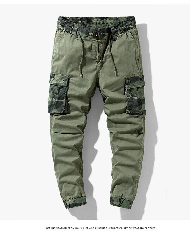 Cargo Pants Men Multi Pocket Causal Pants Men Streetwear Joggers Camouflage Cotton Trousers Men Elastic Waist Ankle Length Pants