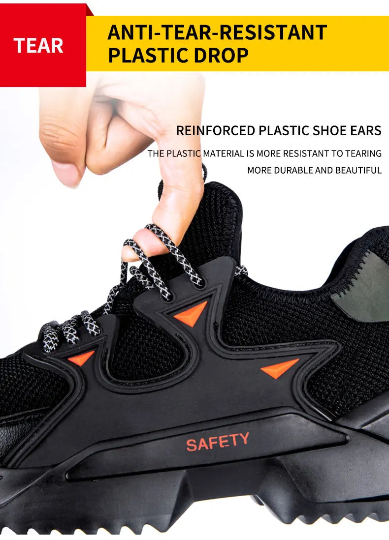 Men's Work Safety Shoes Steel Toe Construction Boots Sneakers Breathable Lightweight Indestructible Industry Shoes Male Footwear