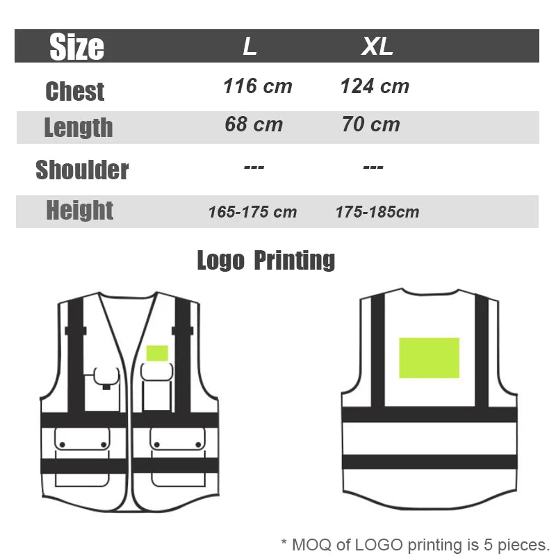 High Visibility Reflective Safety Vest Zipper Front Vest With Reflective Strips Construction Workwear Safety Reflective Vest
