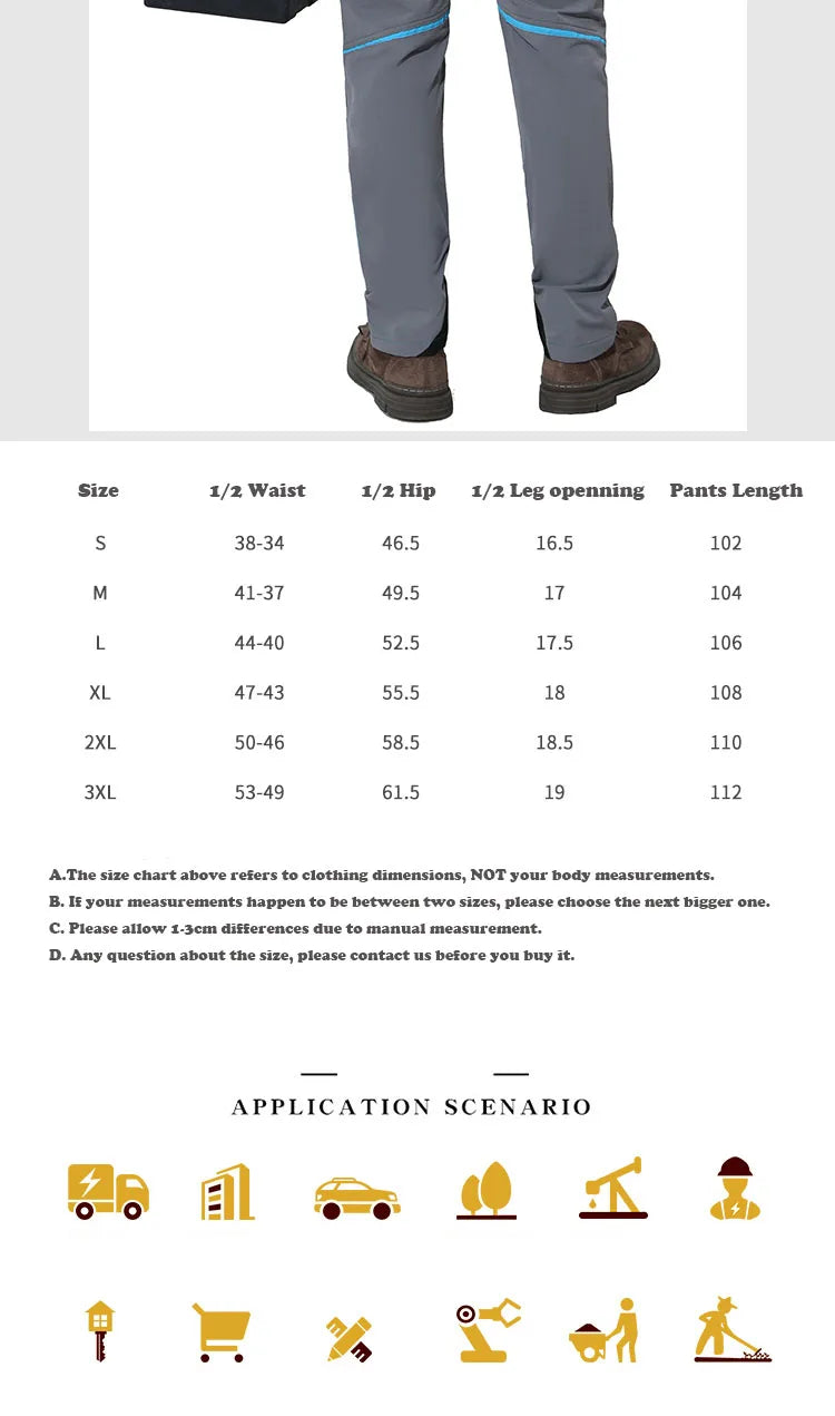 High-stretch Work Pants Multi Pockets Cargo Work Trousers Men with Reflective Stripes Hi Vis Workwear Pants with Knee Pads