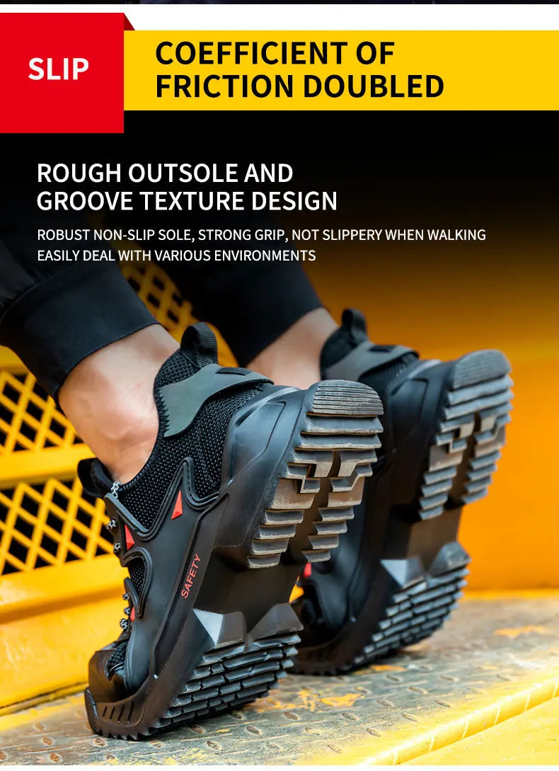 Men's Work Safety Shoes Steel Toe Construction Boots Sneakers Breathable Lightweight Indestructible Industry Shoes Male Footwear