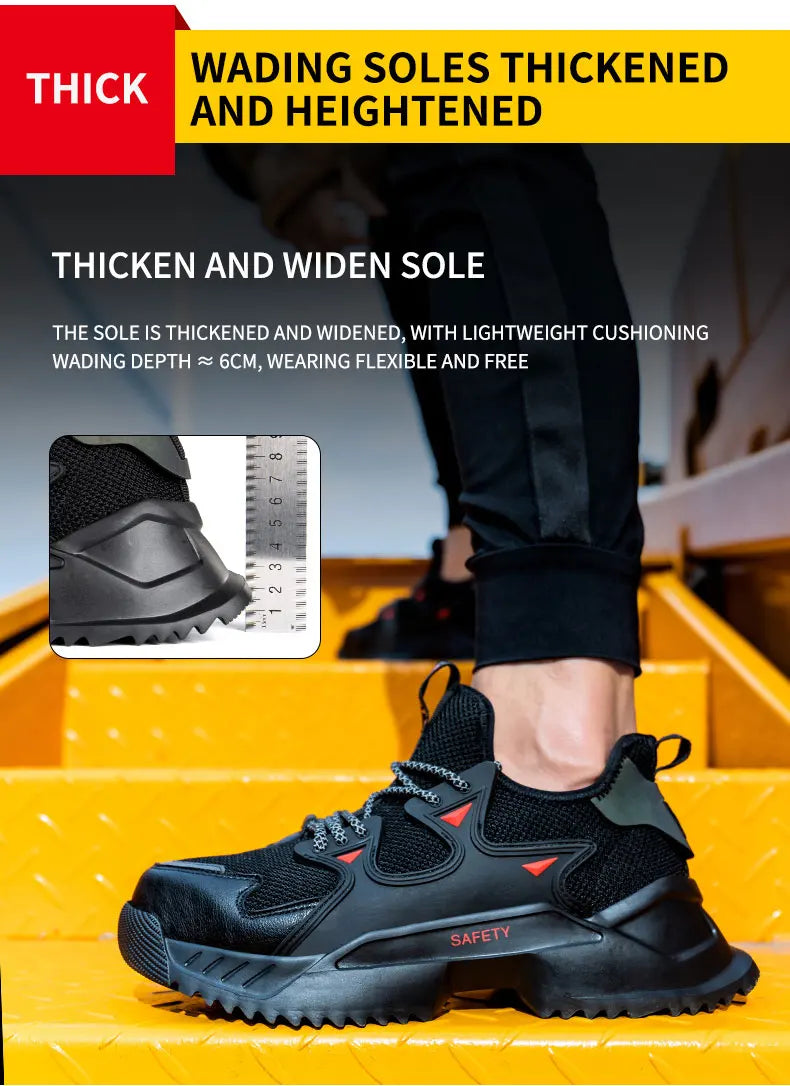 Men's Work Safety Shoes Steel Toe Construction Boots Sneakers Breathable Lightweight Indestructible Industry Shoes Male Footwear