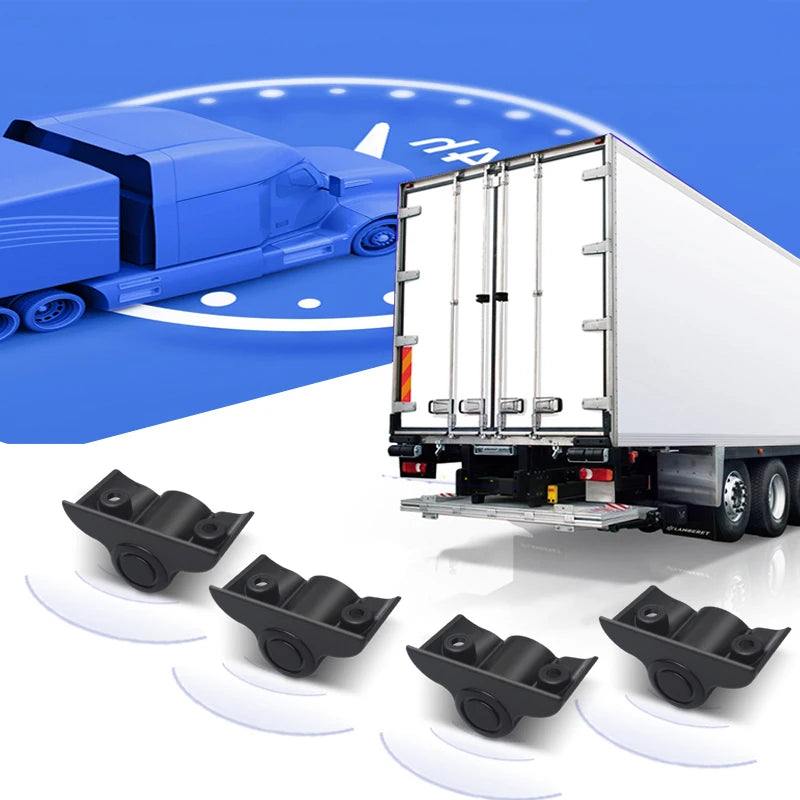 24V Parking Sensor 4 Kit Truck Parktronic Reversing Backup Radar Display For Van Rv Lorry Trailer Detector Voice Beep Alarm Bus