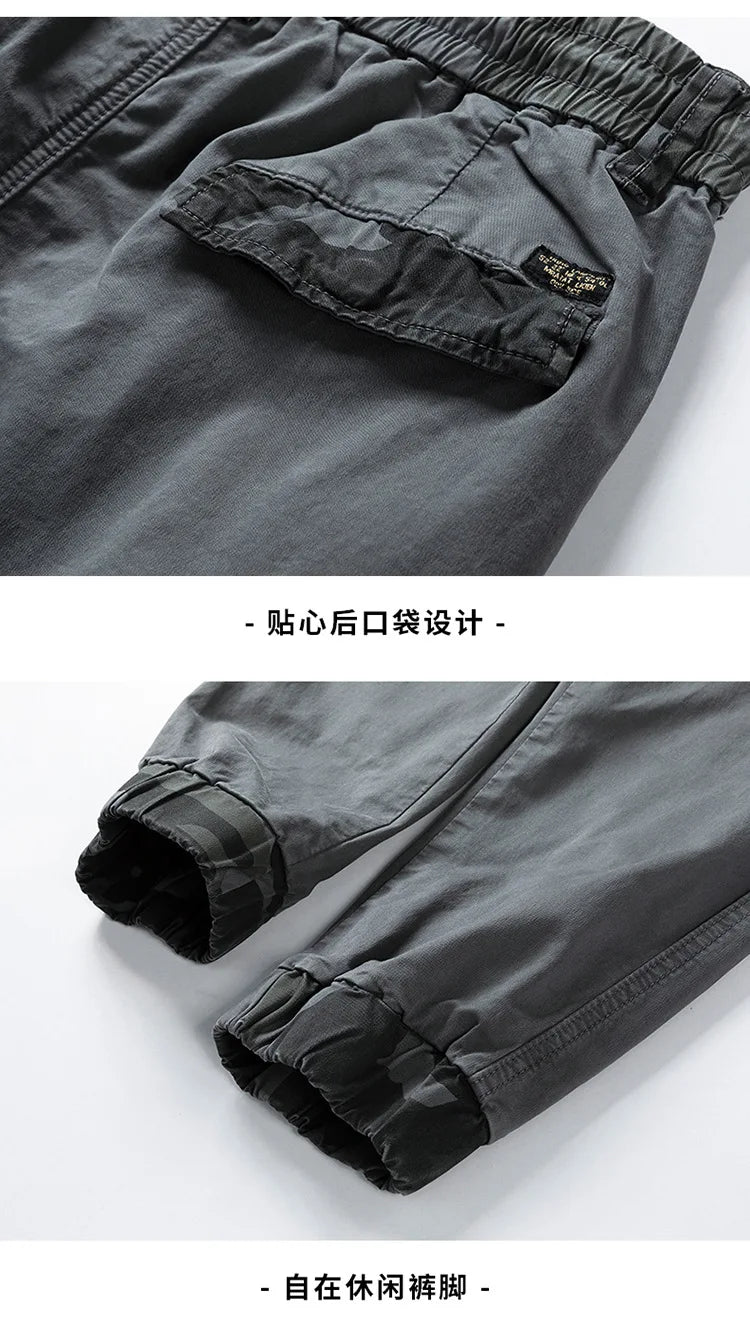 Cargo Pants Men Multi Pocket Causal Pants Men Streetwear Joggers Camouflage Cotton Trousers Men Elastic Waist Ankle Length Pants
