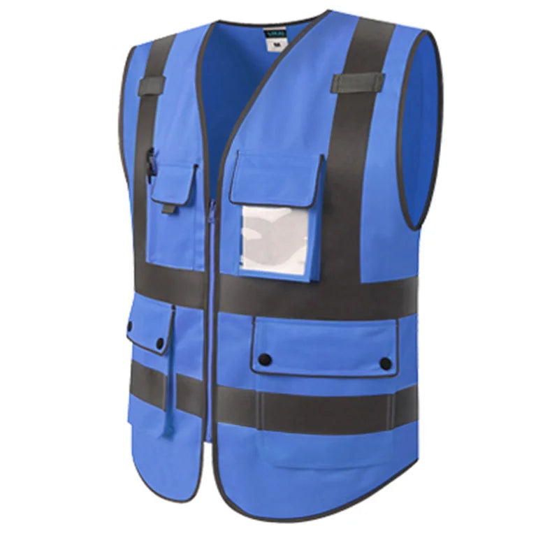 High Visibility Reflective Safety Vest Zipper Front Vest With Reflective Strips Construction Workwear Safety Reflective Vest