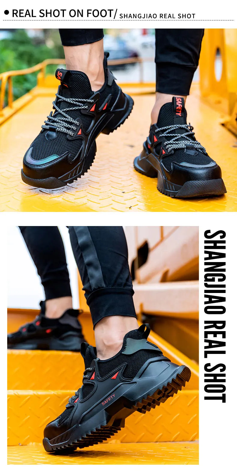 Men's Work Safety Shoes Steel Toe Construction Boots Sneakers Breathable Lightweight Indestructible Industry Shoes Male Footwear