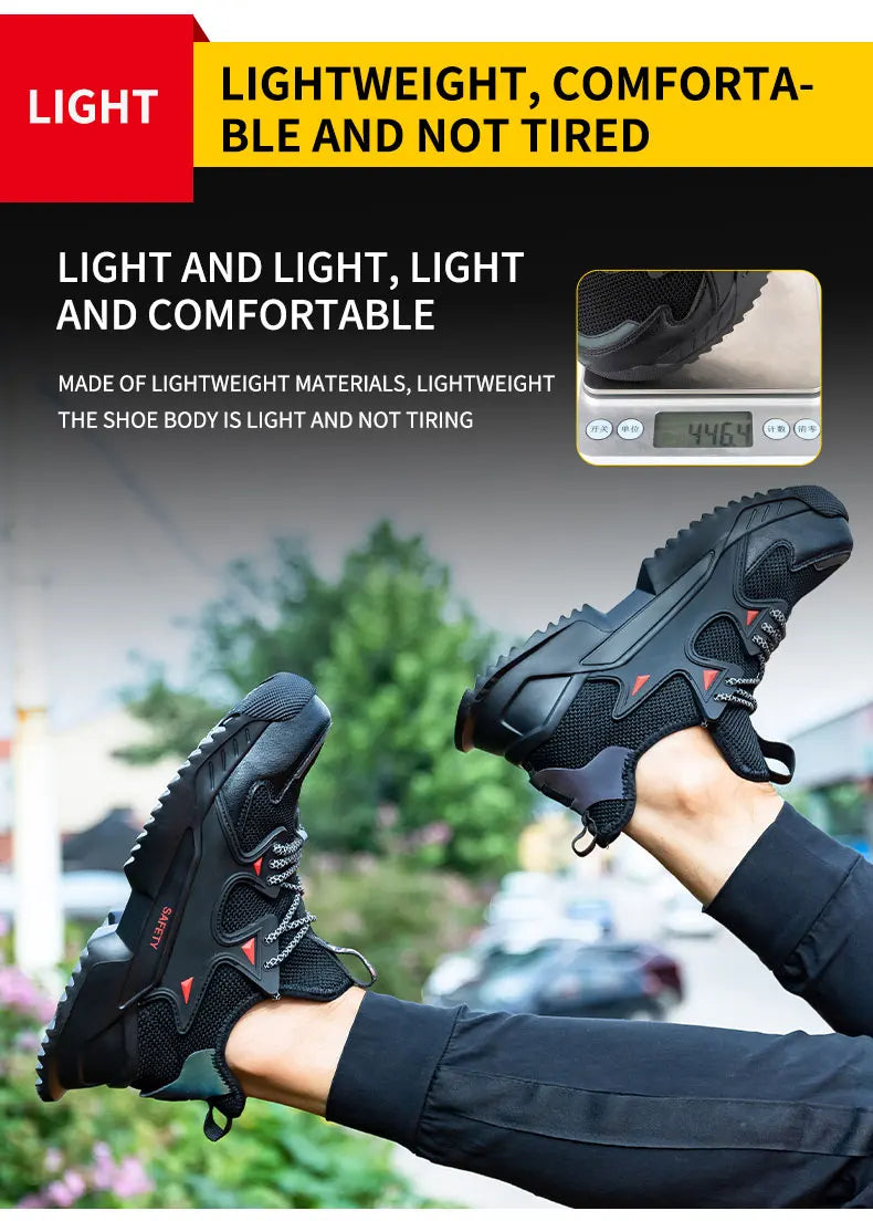 Men's Work Safety Shoes Steel Toe Construction Boots Sneakers Breathable Lightweight Indestructible Industry Shoes Male Footwear