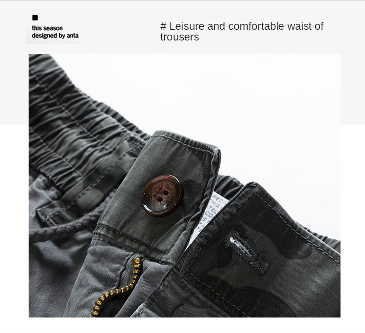 Cargo Pants Men Multi Pocket Causal Pants Men Streetwear Joggers Camouflage Cotton Trousers Men Elastic Waist Ankle Length Pants