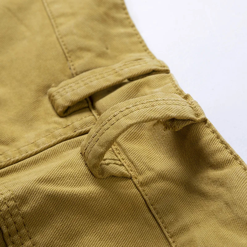 Cargo Shorts Men Spring Summer Breeches Cotton Bermuda Camouflage Denim Casual Multi-Pocket Pants Men's Cargo Short Orange