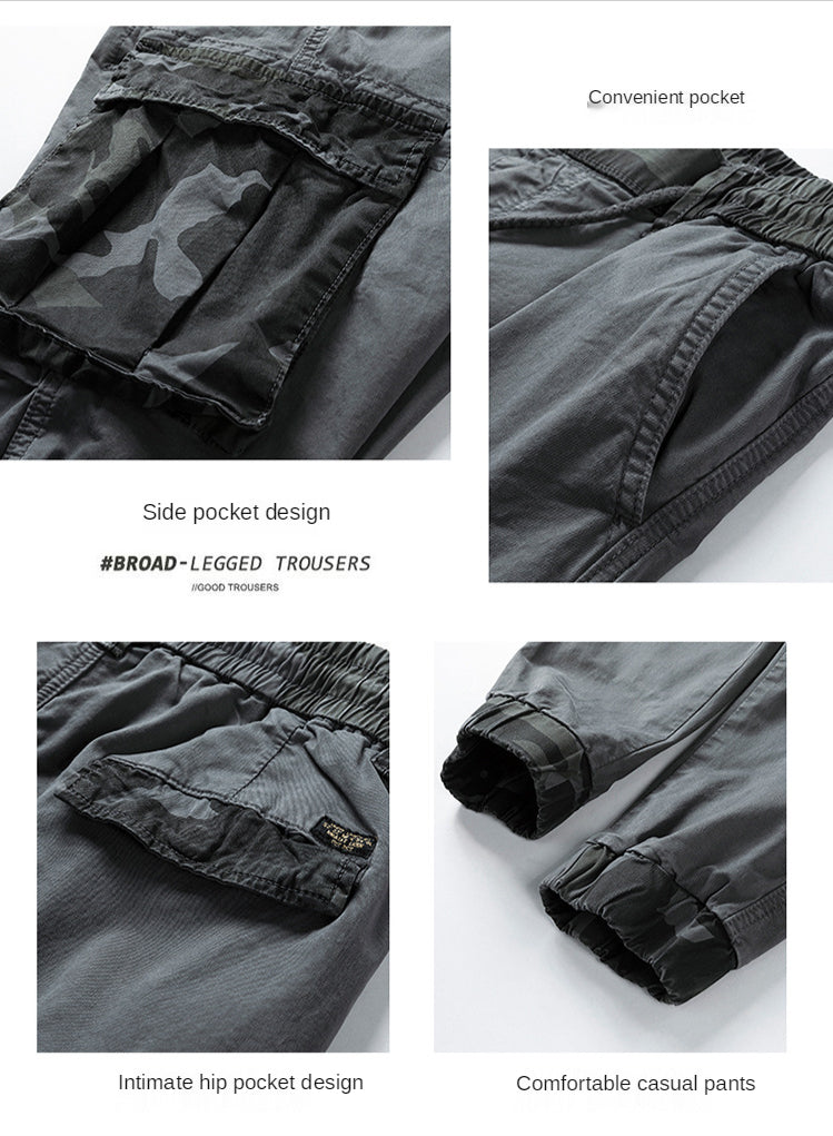 Cargo Pants Men Multi Pocket Causal Pants Men Streetwear Joggers Camouflage Cotton Trousers Men Elastic Waist Ankle Length Pants