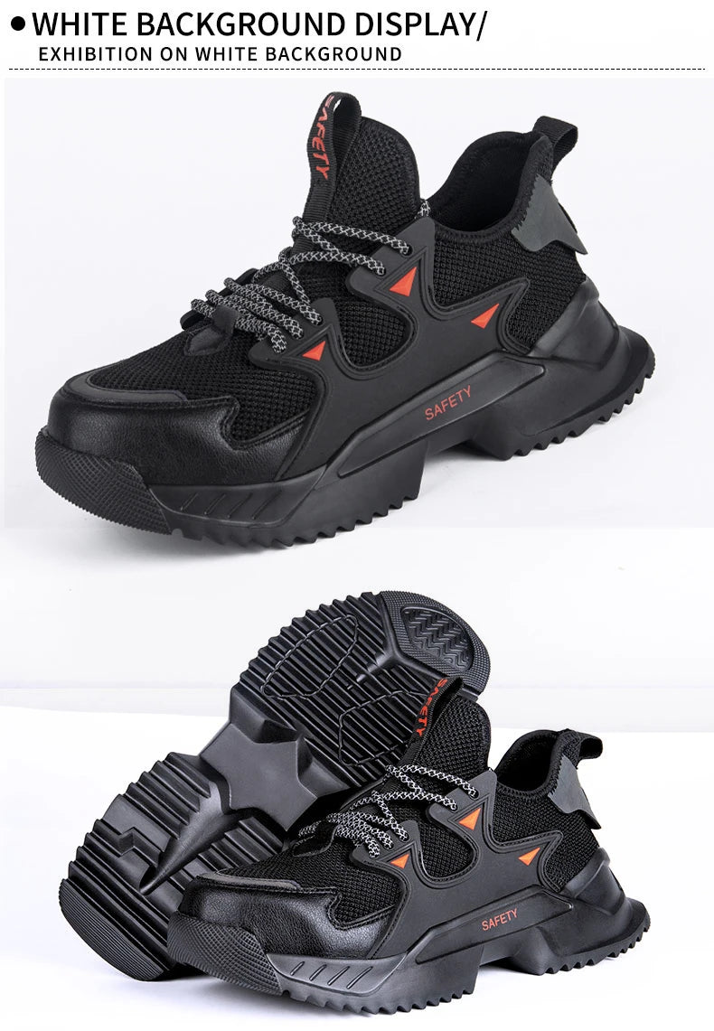 Men's Work Safety Shoes Steel Toe Construction Boots Sneakers Breathable Lightweight Indestructible Industry Shoes Male Footwear