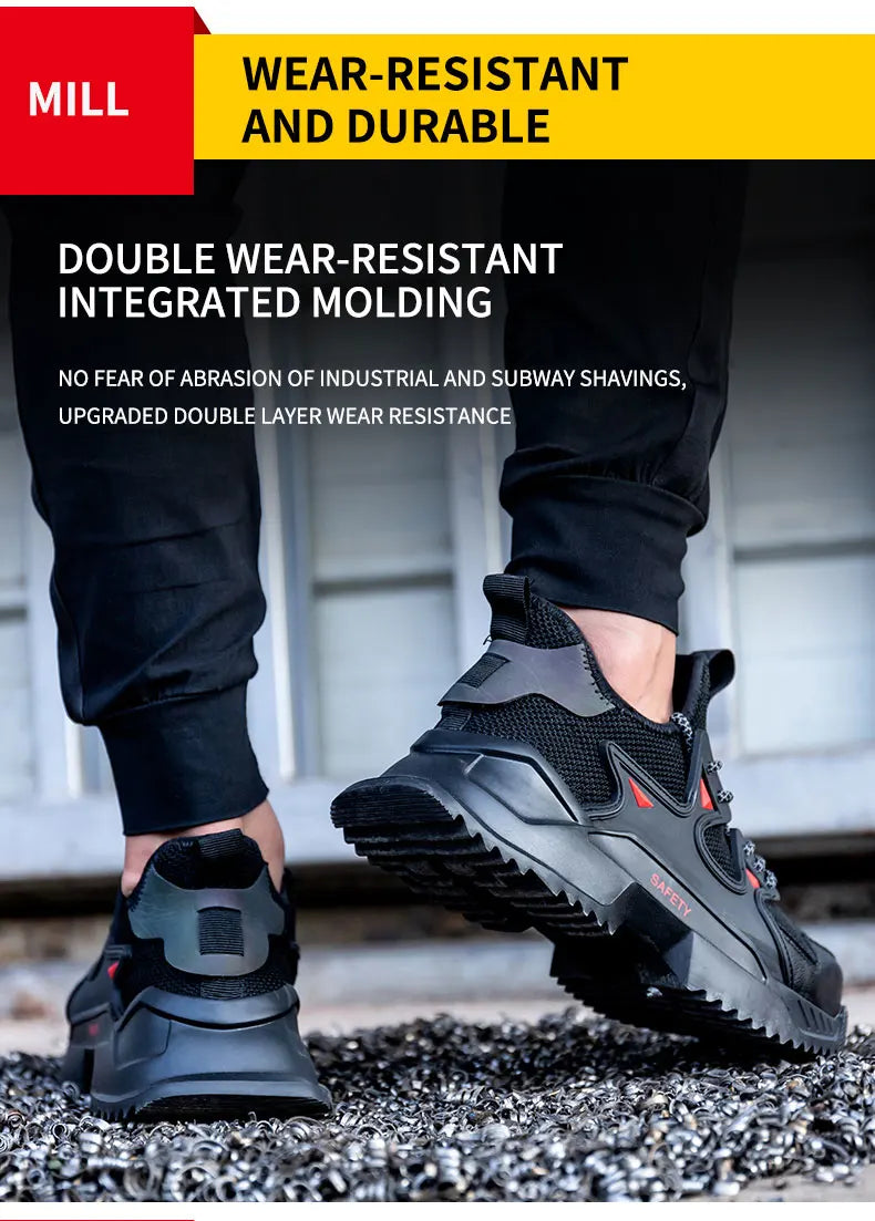 Men's Work Safety Shoes Steel Toe Construction Boots Sneakers Breathable Lightweight Indestructible Industry Shoes Male Footwear