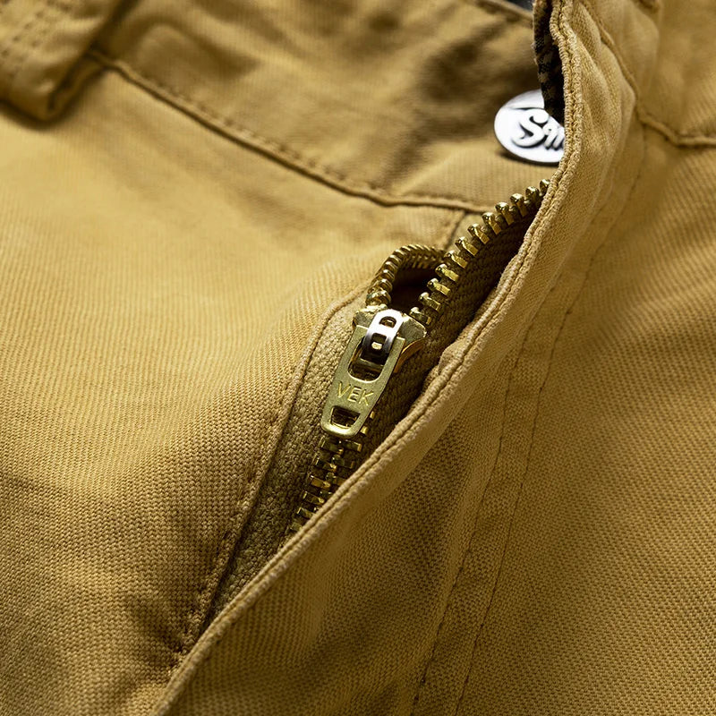 Cargo Shorts Men Spring Summer Breeches Cotton Bermuda Camouflage Denim Casual Multi-Pocket Pants Men's Cargo Short Orange