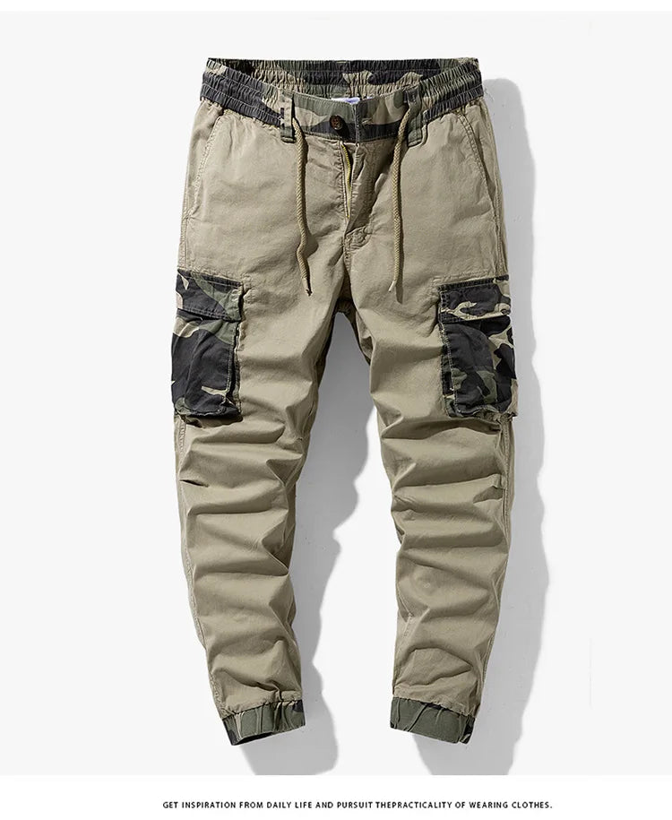 Cargo Pants Men Multi Pocket Causal Pants Men Streetwear Joggers Camouflage Cotton Trousers Men Elastic Waist Ankle Length Pants