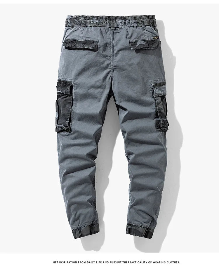 Cargo Pants Men Multi Pocket Causal Pants Men Streetwear Joggers Camouflage Cotton Trousers Men Elastic Waist Ankle Length Pants