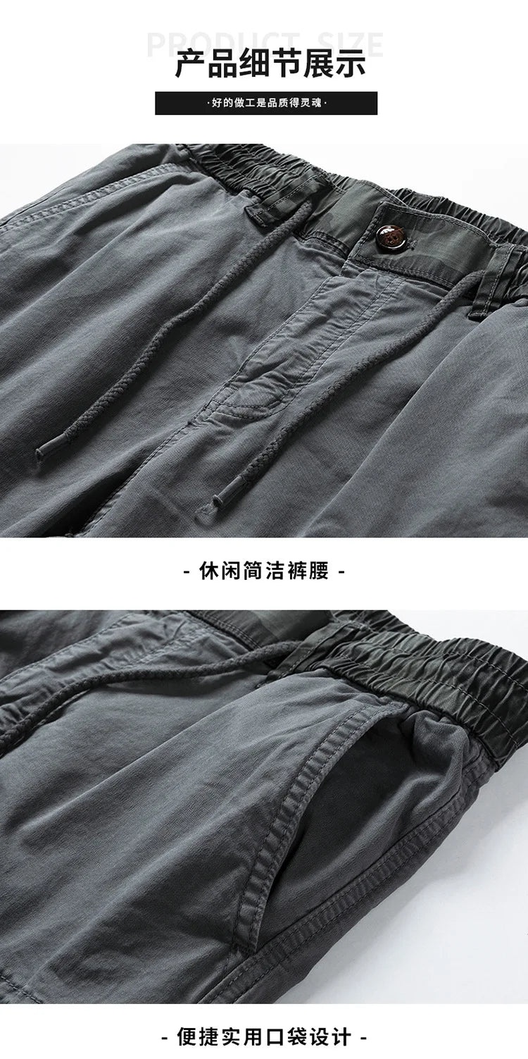 Cargo Pants Men Multi Pocket Causal Pants Men Streetwear Joggers Camouflage Cotton Trousers Men Elastic Waist Ankle Length Pants