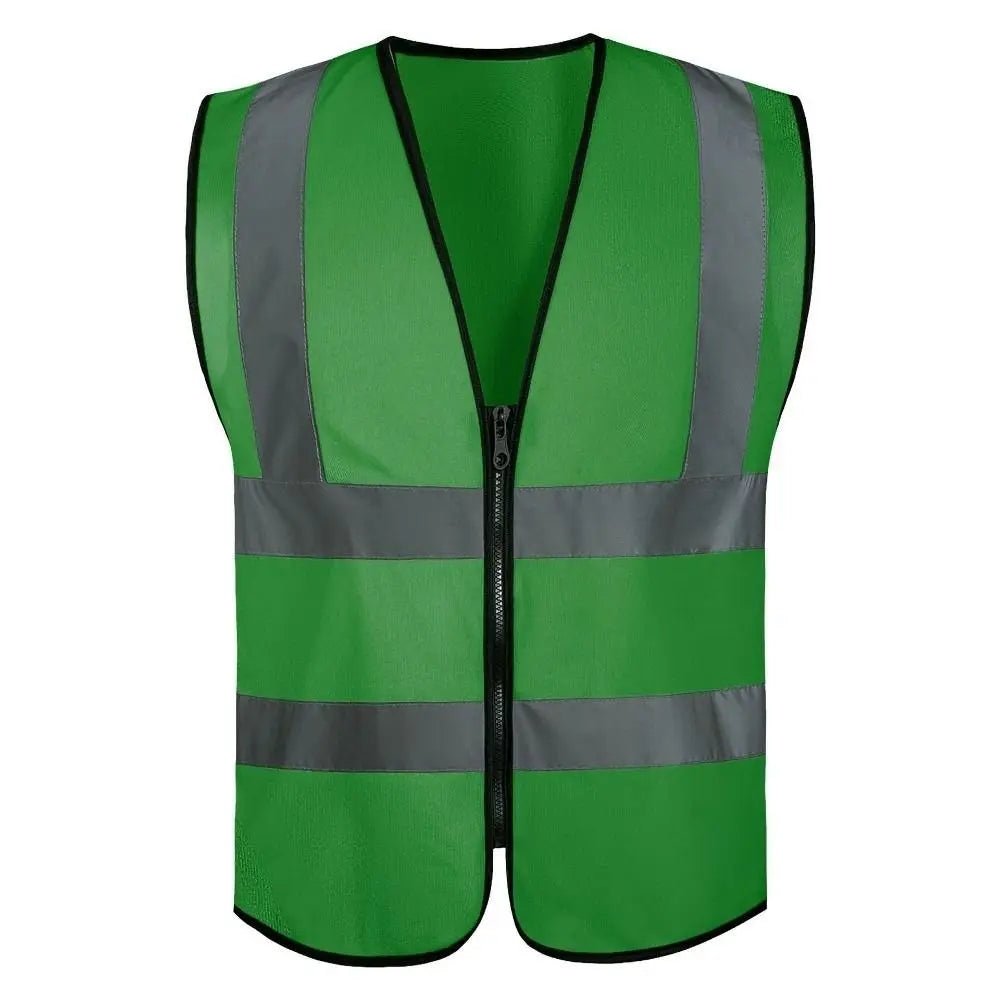 Durable High Visibility Safety Vest Front Reflective Strips Zipper Workwear Uniforms Security Guard Vest Warehouse