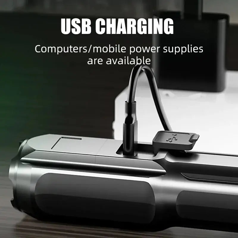 LED Flashlight Strong Light Rechargeable Waterproof Multi Functional Light For Outdoor Camping Fishing Work Lighting Flashlight