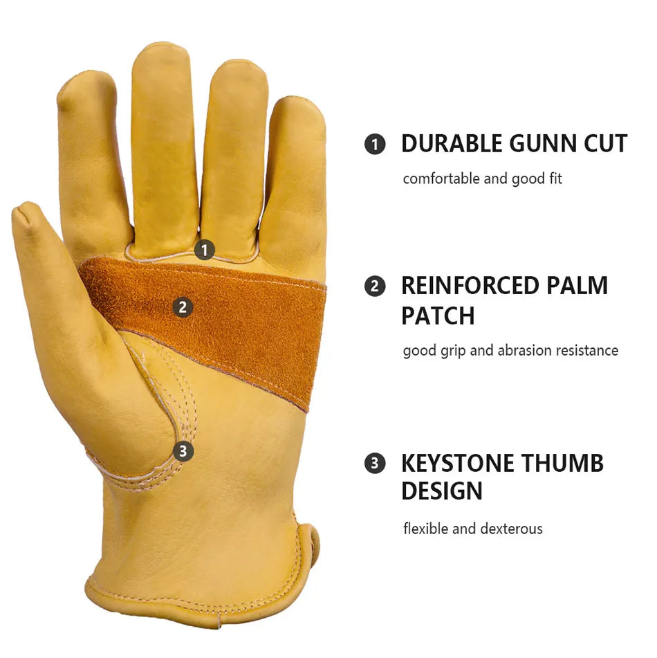 1 Pair Work Gloves Welding Working Gloves Cowhide Leather Palm Safety Protective Garden Mechanical Repaire Gloves Wear-resisting