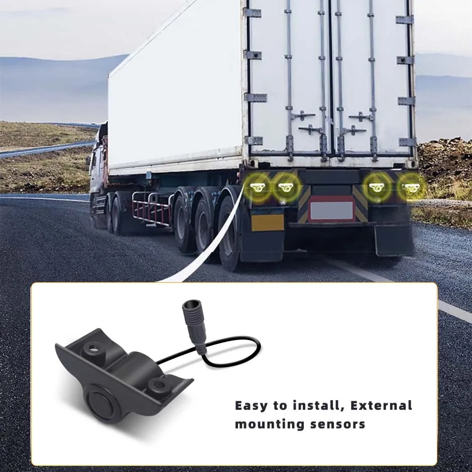 24V Parking Sensor 4 Kit Truck Parktronic Reversing Backup Radar Display For Van Rv Lorry Trailer Detector Voice Beep Alarm Bus