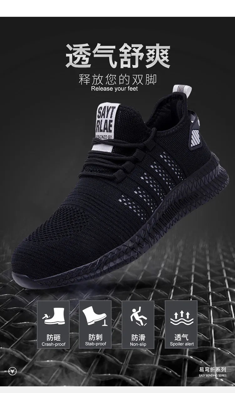 Safety Shoes New Steel-Toed Safety Shoes For Men And Women In Summer  Breathable Lightweight Smash-Proof And Puncture-Proof