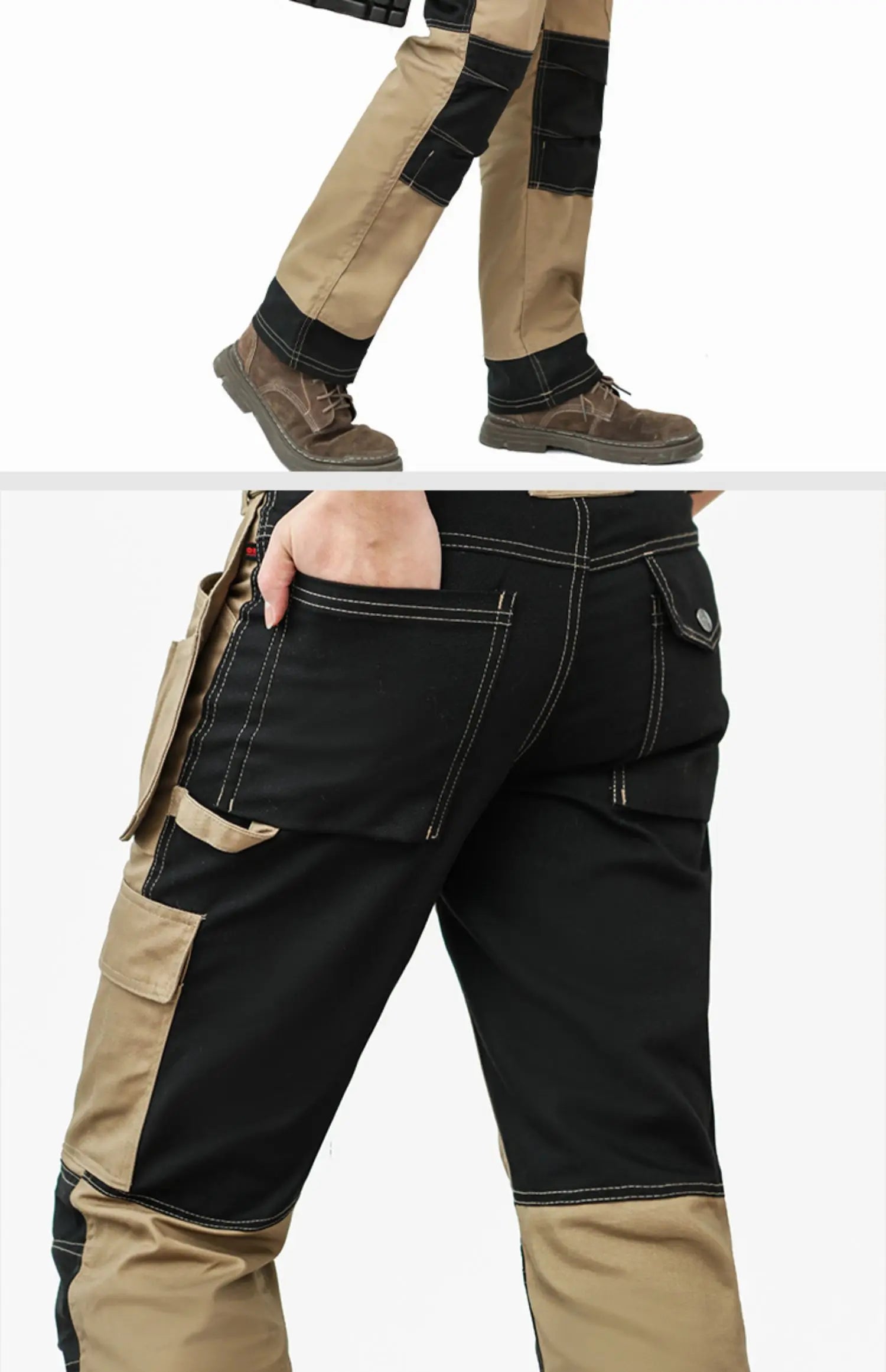 Cotton Working Pants Men Workwear Multi Pockets Cargo Pants Work Trousers Men with Knee Pads Workers Electrician Pants