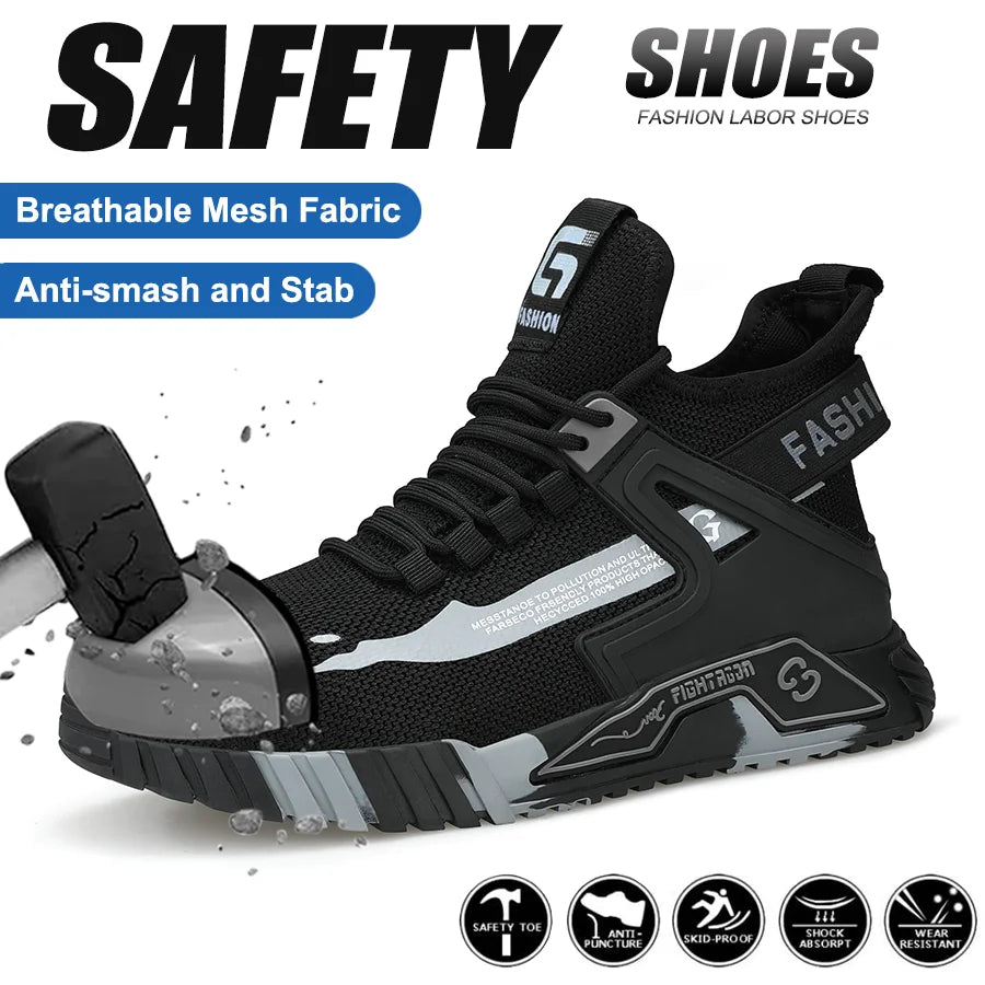Steel Toe Work Shoes Woman Anti-Puncture Safety Shoes High top Safety Shoes Men Work Safety Boots Man Outdoor Security Boots