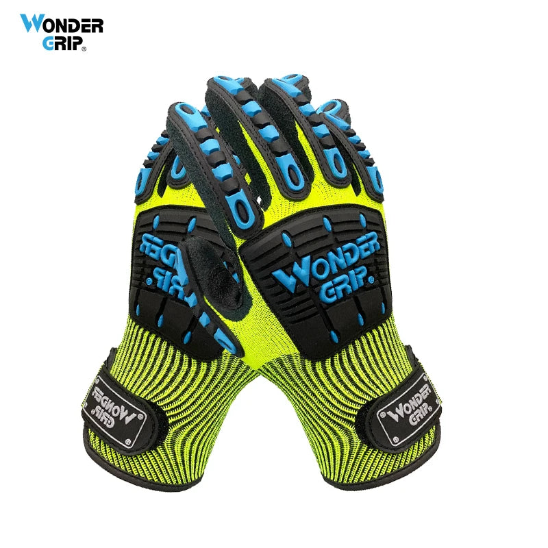 Wonder Grip Anti-Impact & Vibration Safety Work Gloves with PVC Knuckle & Fingers EVA & Nitrile Palm Coating Polyester Lining