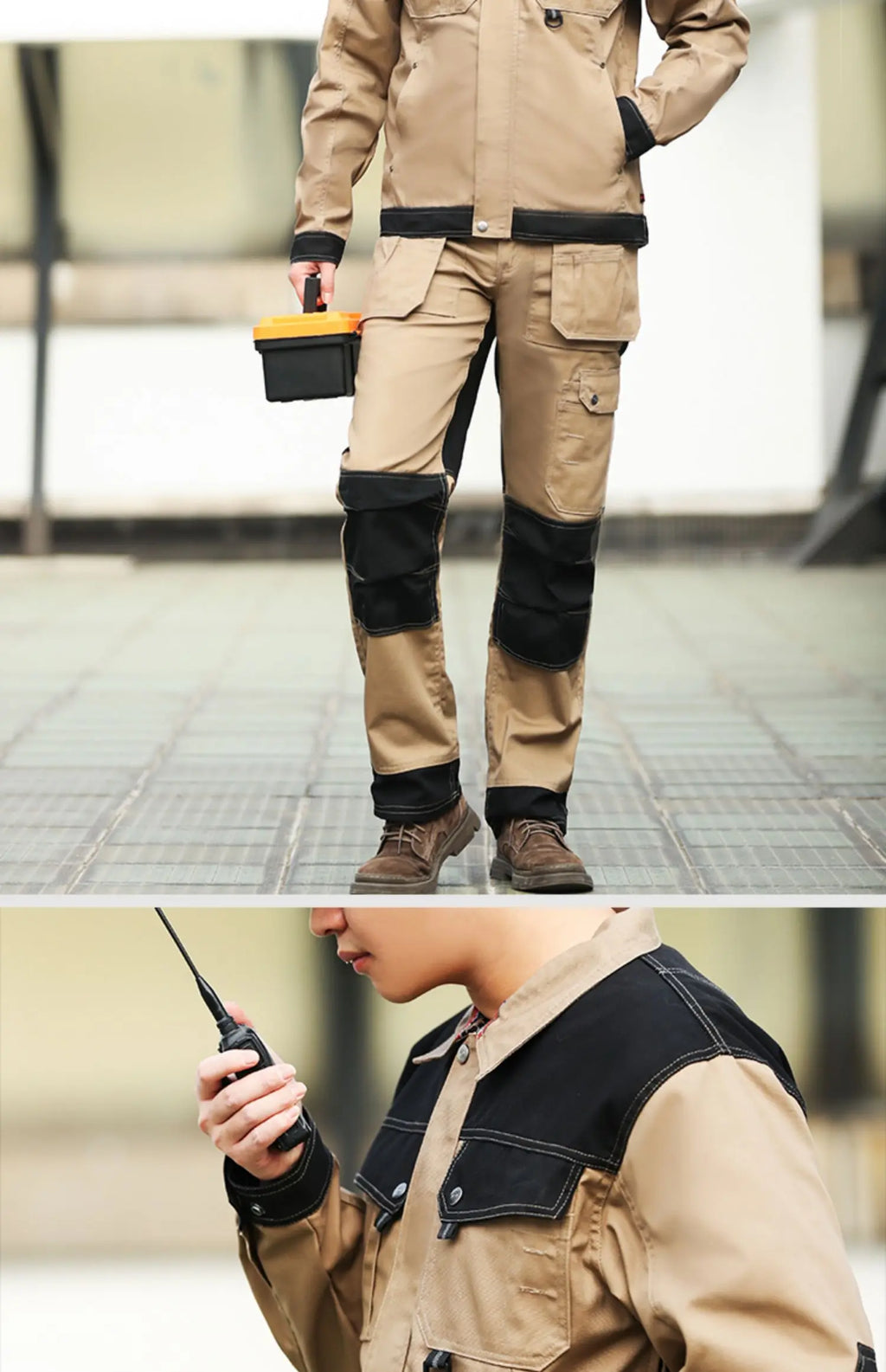 Cotton Working Pants Men Workwear Multi Pockets Cargo Pants Work Trousers Men with Knee Pads Workers Electrician Pants