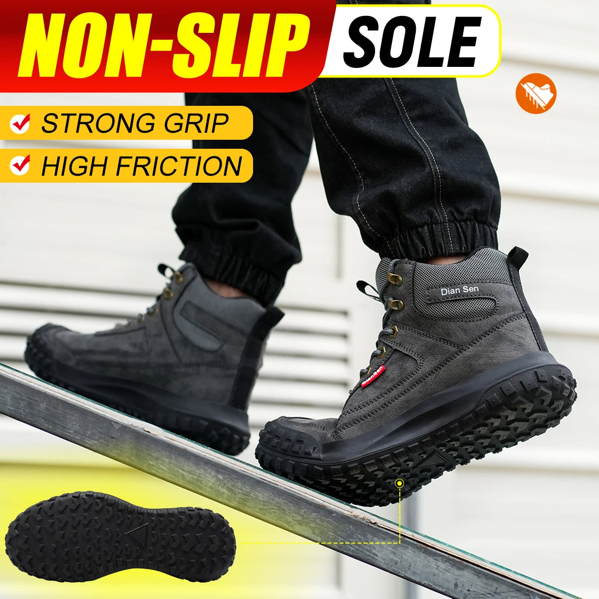 Men's Safety Work Boots Steel Toe Anti-smash Safety Shoes Wear-resisting Anti-Puncture Sole Fashionable Boots Forging Workshop