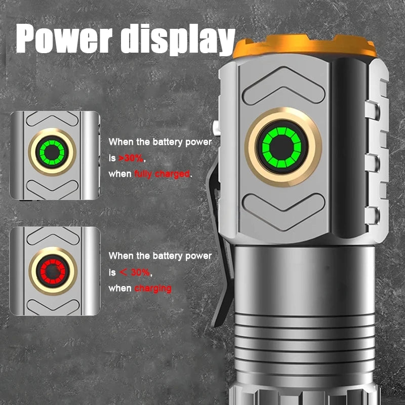 LED Strong Light Flashlight Rechargeable Multi functional For Long Range Portable Outdoor Home Mini Flashlight Cap Clip Light