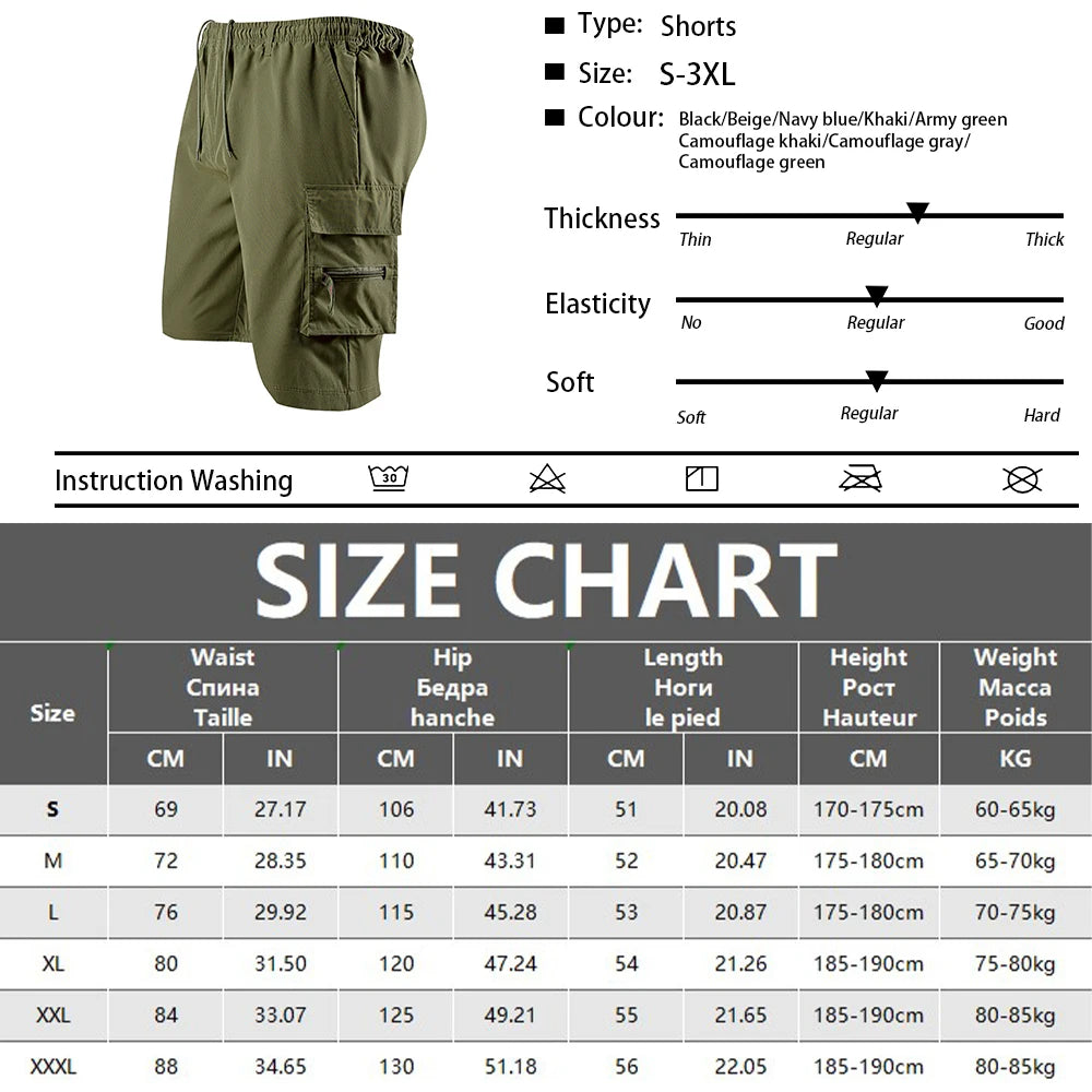 Men's Cargo Shorts Summer Outdoor Sports Jogging Print Short Pants Multi Pocket Casual Utility Big Size Breathable Shorts