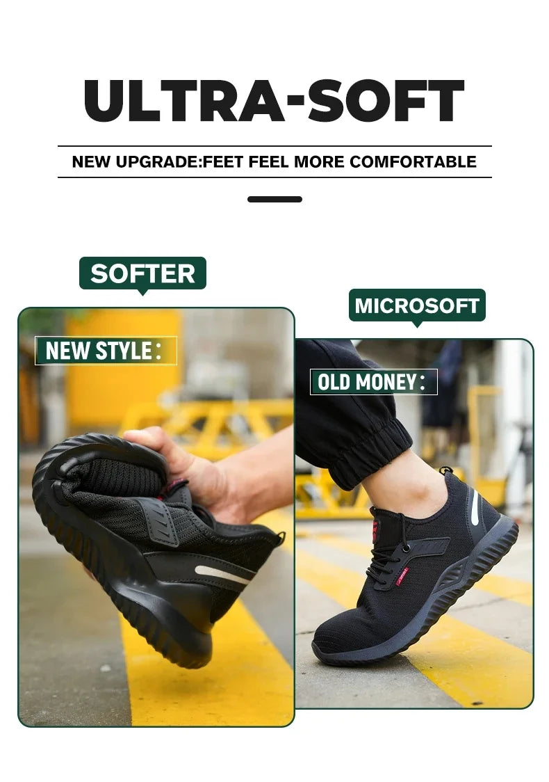 Men's Steel Toe Safety Boots Anti Smashing Work Shoes Safety Shoes Men's Work Anti Smashing Anti Slip Protection Safety Shoes