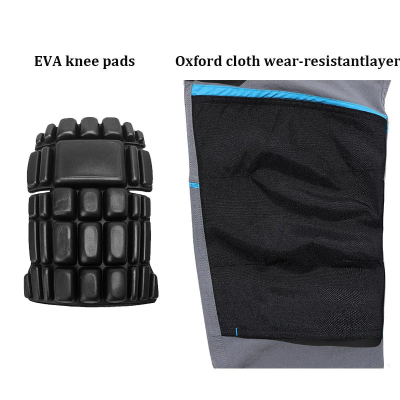 High-stretch Work Pants Multi Pockets Cargo Work Trousers Men with Reflective Stripes Hi Vis Workwear Pants with Knee Pads