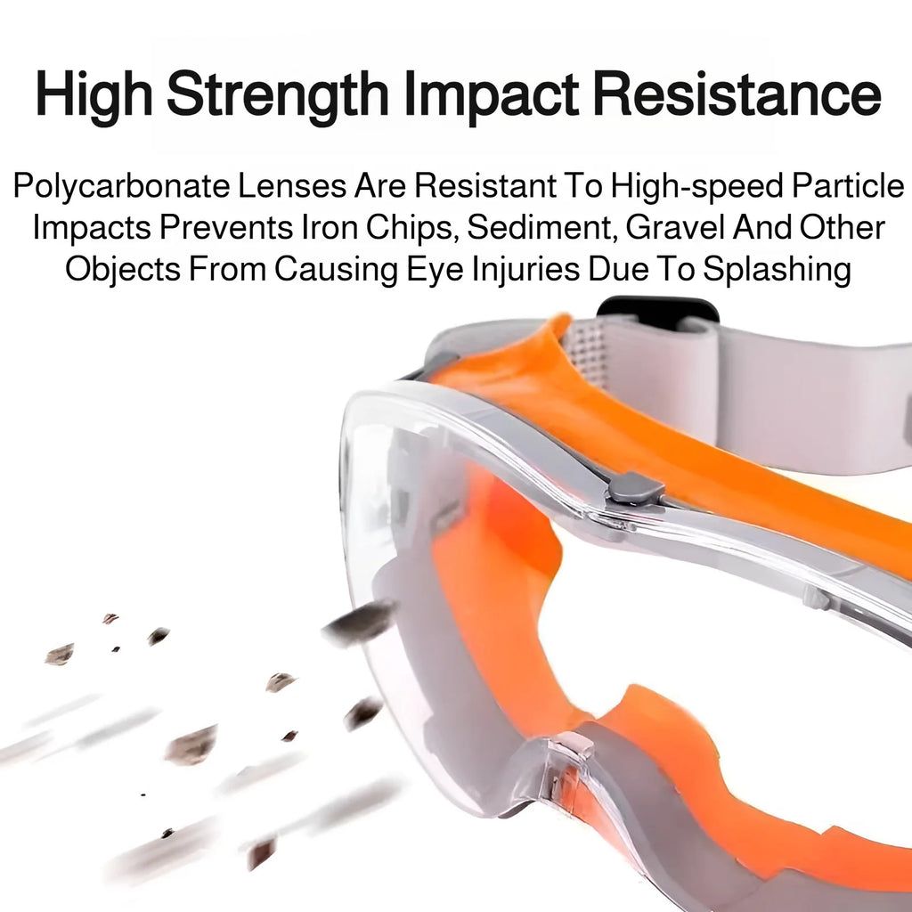 Safety Glasses Anti Fog Protective Eyewear, Splash Proof Dust Proof Windproof Goggles  for Work Lab Industrial, Clear Lens Silic