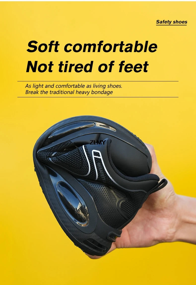 Waterproof Men Safety Shoes Steel Toe Sneakers Rotated Button Puncture Proof Work Safety Boots Man Air Cushion Working Footwear