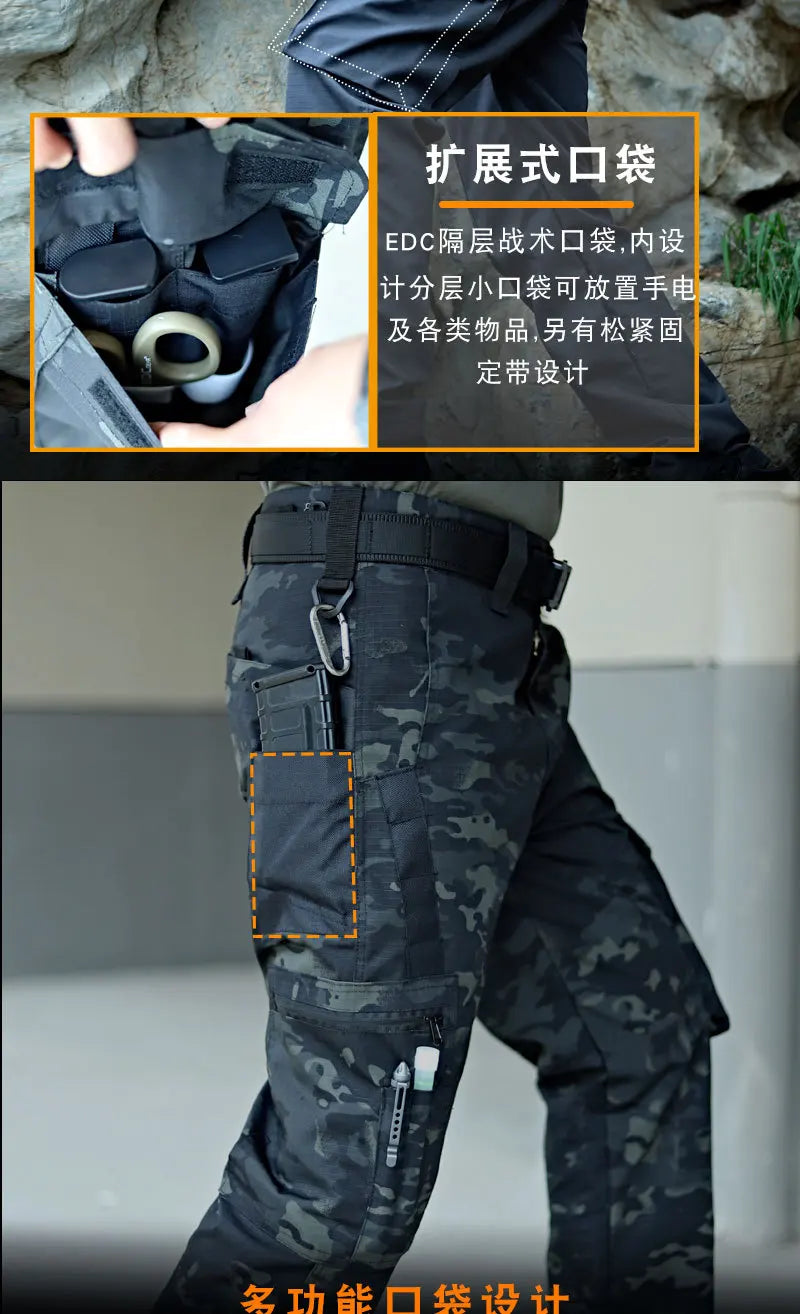 Men's Tactical Workwear Casual Pant Men Waterproof Cargo Pants Multi-pocket Wear-Resistant Outdoor Hiking Training Trousers