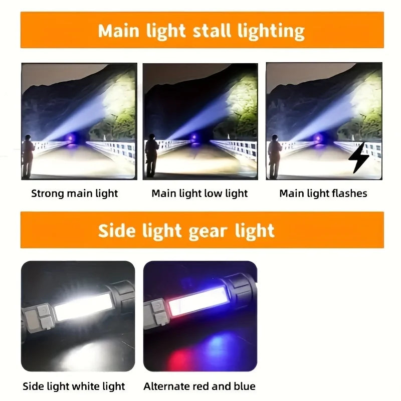 High Power Rechargeable Led Flashlight Very Strong Led Flashlight With Built-in Battery Torch For Fishing Hunting Camping Lanter