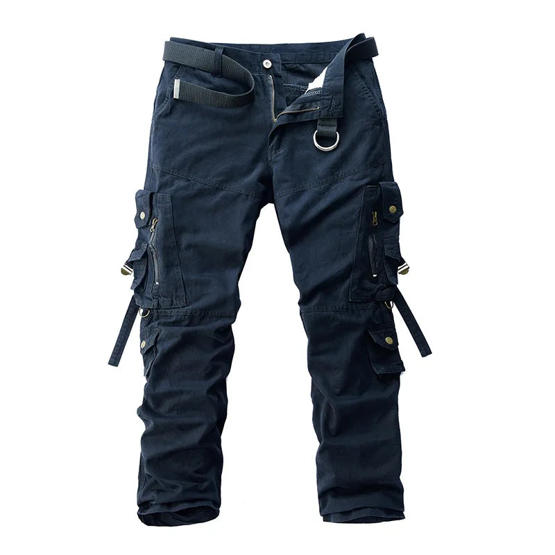 Men's Cargo Pants 100% Cotton Multi-Pocket Work Pants Loose Sports Solid Color Trousers for Men Windproof Wear Resistant Pant