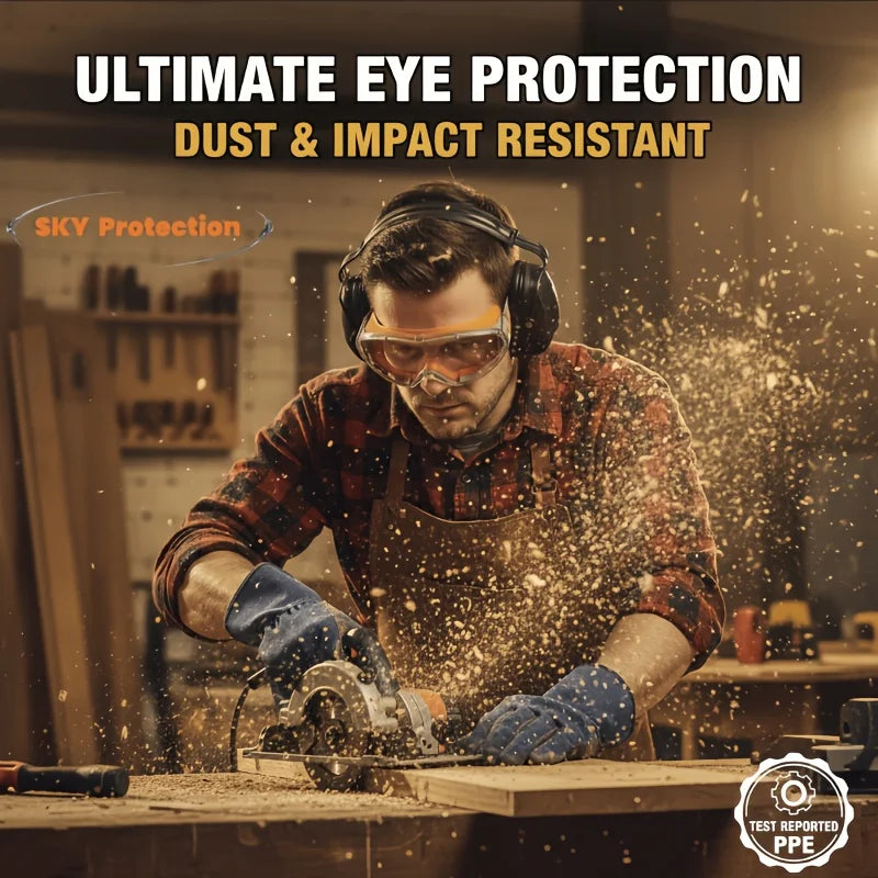 Safety Glasses Anti Fog Protective Eyewear, Splash Proof Dust Proof Windproof Goggles  for Work Lab Industrial, Clear Lens Silic