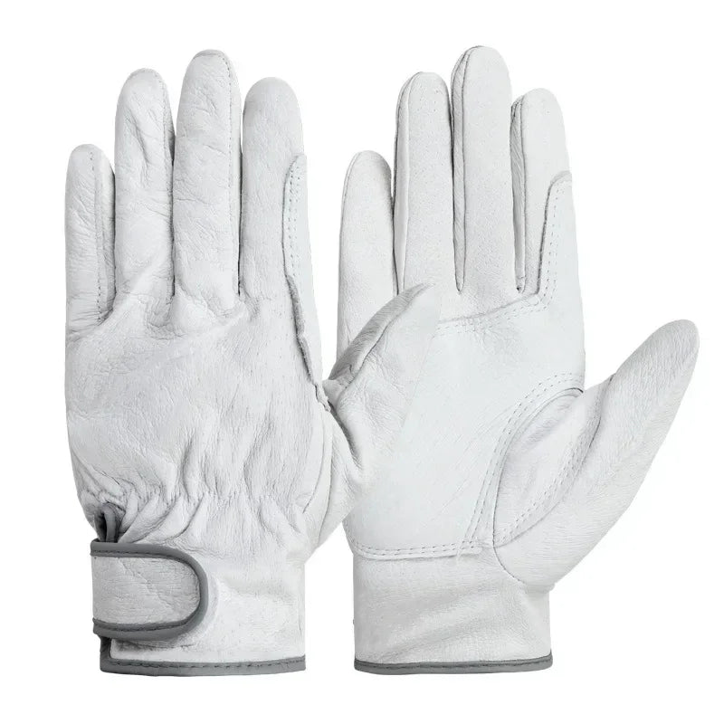 Work gloves sheepskin leather workers work welding safety  garden sports motorcycle driver wear-resistant