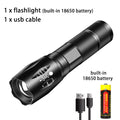 Powerful LED Flashlight Aluminum Alloy Portable Torch USB ReChargeable Outdoor Camping Tactical Flash Light