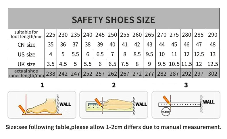 Safety Boots Working Shoes For Men Steel Toe Lightweight Footwear Security