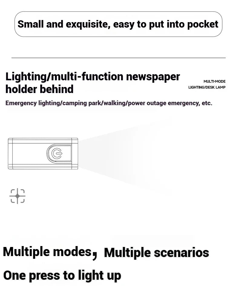 LEM LED Flashlight Outdoor Multi-use Portable Rechargeable Lightweight 70LM 5W 4 Modes with keychain Clamp White Lights Lamp 19g