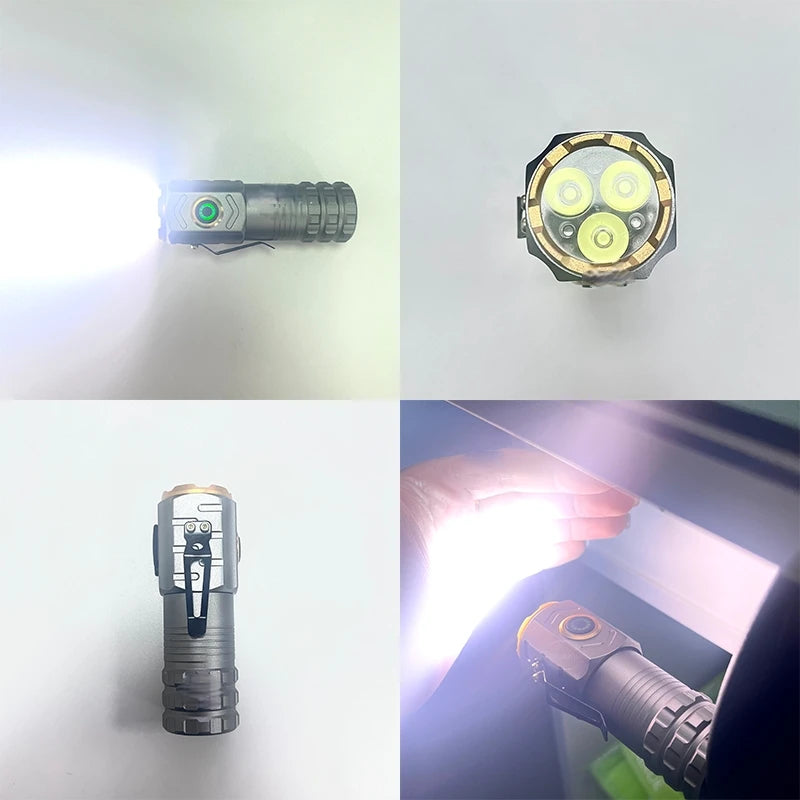 LED Strong Light Flashlight Rechargeable Multi functional For Long Range Portable Outdoor Home Mini Flashlight Cap Clip Light