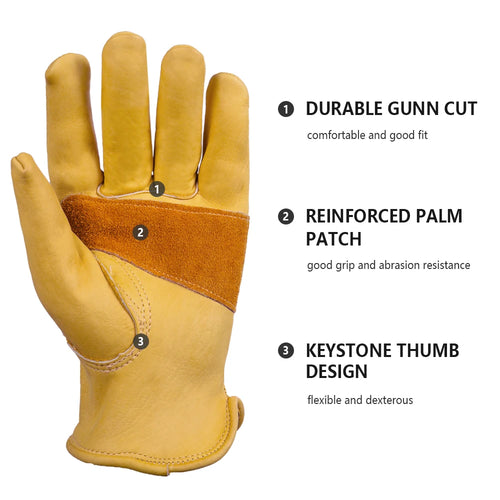 1 Pair Work Gloves Welding Working Gloves Cowhide Leather Palm Safety Protective Garden Mechanical Repaire Gloves Wear-resisting