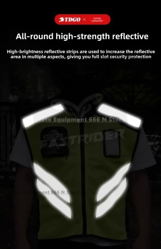 Motorcycle Safety Riding Suit Reflective Vest Motorcycle Cooling Vest Motorcycle Travel Night Fluorescent Breathable Biker Vest